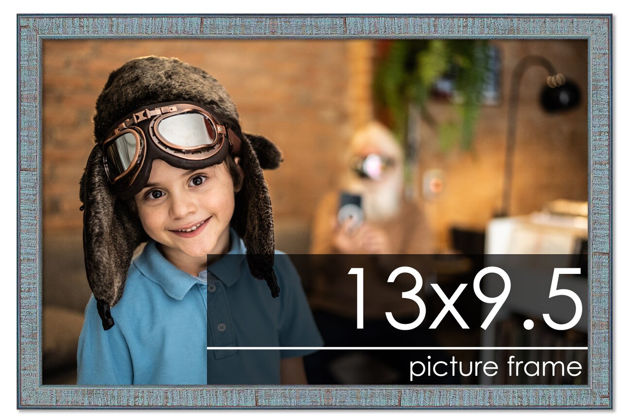 Photo Size Textured Blue Picture Frame - UV Acrylic, Foam Board Backing, Hanging Hardware